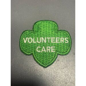 Volunteers Care GSUSA Girl Scout Leader patch green trefoil Cookie mom thank you
